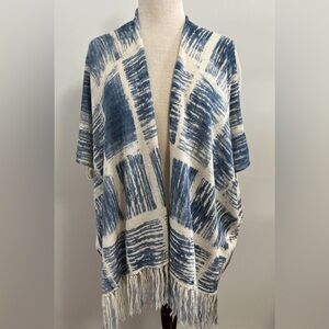 Peruvian Connection Alpaca Silk Fringe Ruana Open Cardigan